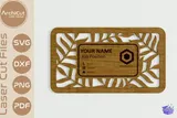 Business Card Floral Leaf Ahşap Lazer Kesim - El İşi ve Kesim Dosyası (SVG, DXF, EPS, PNG) - detaylı önizleme 5