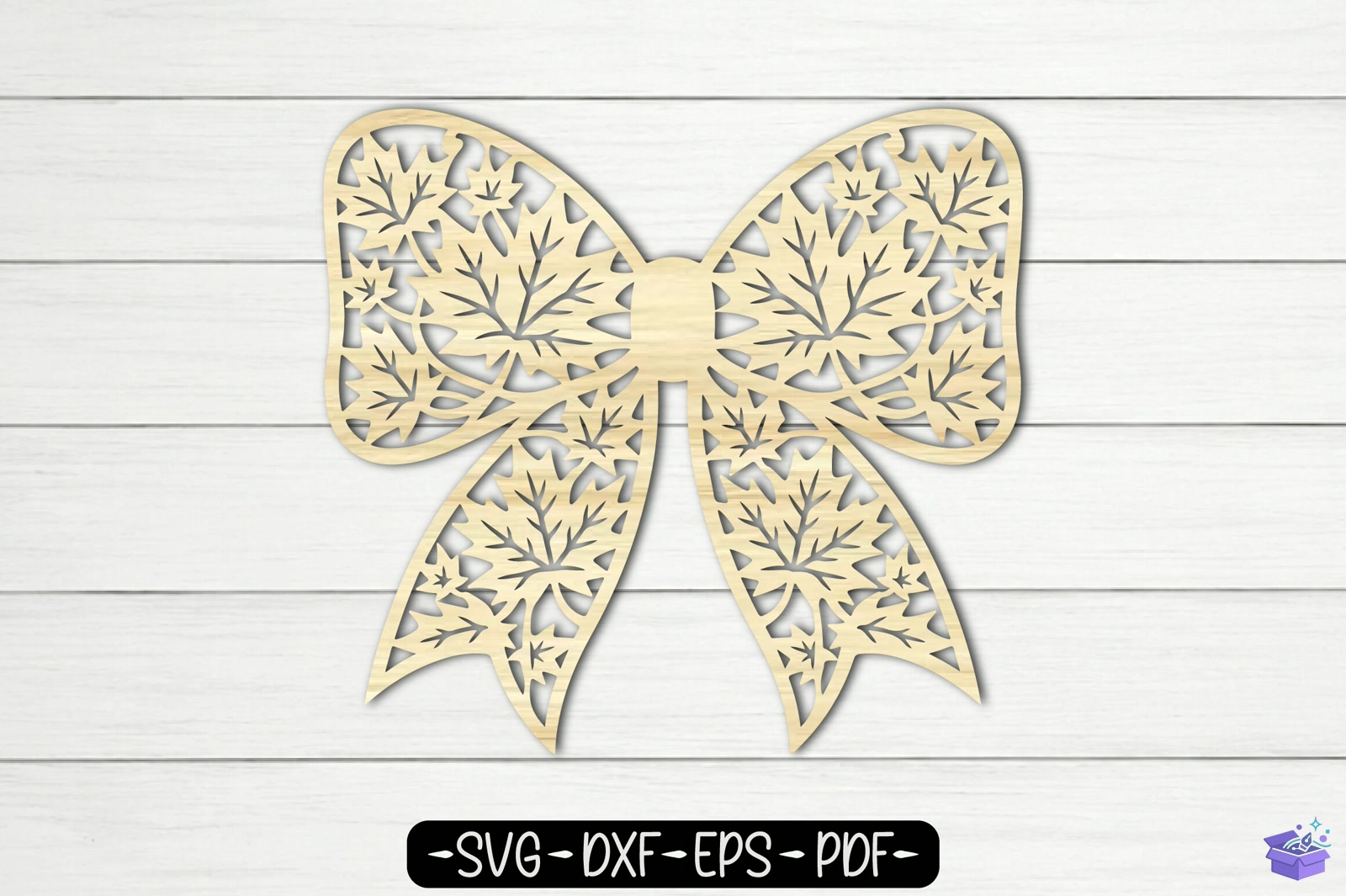 Maple Leaf Coquette Bow SVG - El İşi ve Kesim Dosyası (SVG, DXF, EPS, PNG)