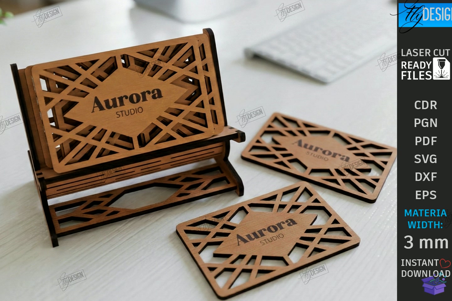 Business Card Tutucu Lazer Kesim Office - El İşi ve Kesim Dosyası (SVG, DXF, EPS, PNG)