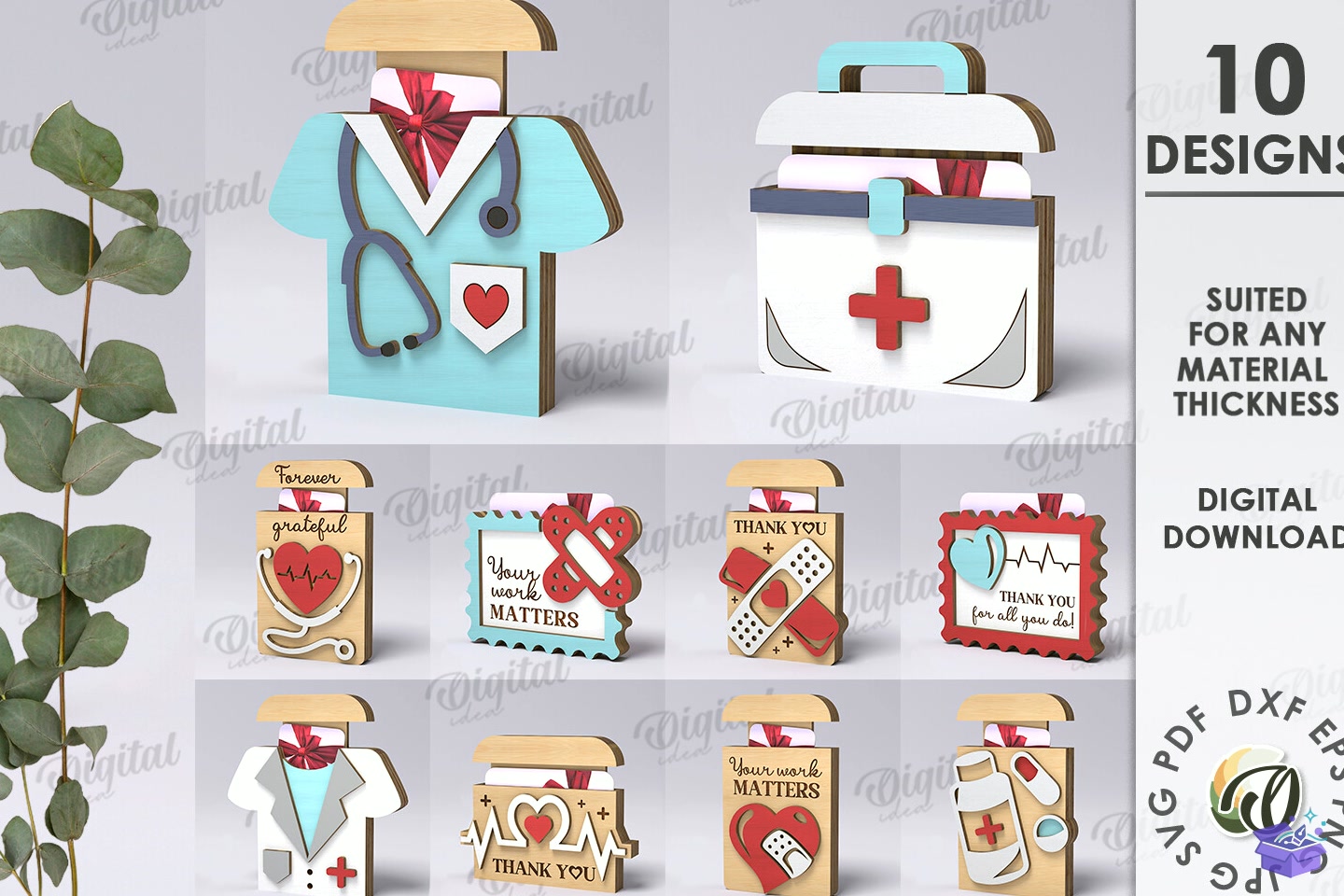 Nurse Gift Card Tutucu Lazer Kesim - 3D Baskı ve Model Dosyası (STL, OBJ, 3MF)