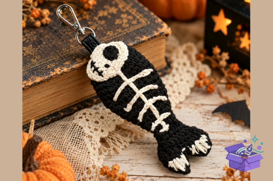 Crochet Skeleton Fish Anahtarlık - El İşi ve Kesim Dosyası (SVG, DXF, EPS, PNG)