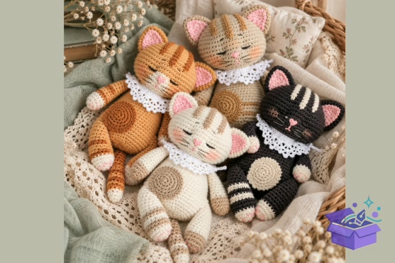 Sleepy Crochet Kedi Amigurumi Desen - El İşi ve Kesim Dosyası (SVG, DXF, EPS, PNG) - Vektörel Tasarım ve İndirilebilir Çizim Dosyası