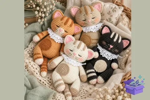 Uykucu Kedi Amigurumi (2 Tasarım) - Tığ İşi Örgü Kalıbı (PDF) - El İşi & Zanaat İndir (PDF)