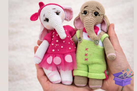 Crochet Elephant Doll Desen - El İşi ve Kesim Dosyası (SVG, DXF, EPS, PNG)