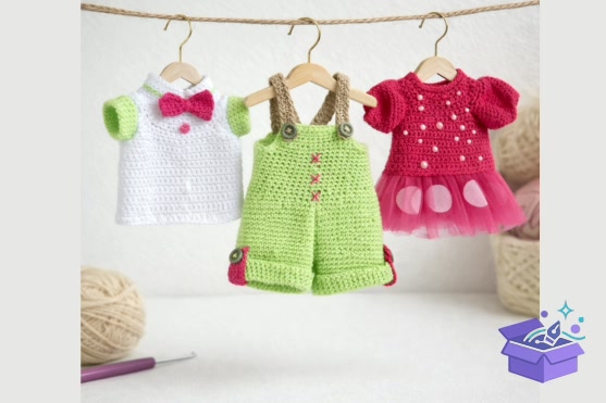 Crochet Doll Clothes – Wardrobe Desen - El İşi ve Kesim Dosyası (SVG, DXF, EPS, PNG) - Vektörel Tasarım ve İndirilebilir Çizim Dosyası