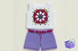 Granny Square Doll Outfit Crochet Patter - El İşi ve Kesim Dosyası (SVG, DXF, EPS, PNG) - detaylı önizleme 2