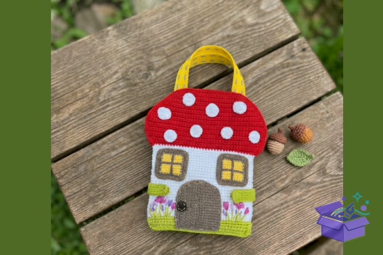 Mushroom House Bag Crochet Desen - El İşi ve Kesim Dosyası (SVG, DXF, EPS, PNG)