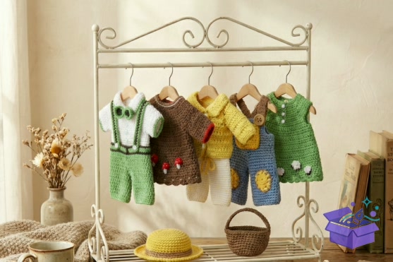 Mini Crochet Doll Wardrobe Desen - Makine Nakış Deseni (SVG, DXF, EPS, PNG)