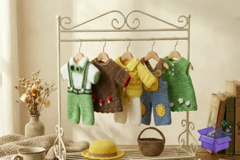 Mini Crochet Doll Wardrobe Desen - Makine Nakış Deseni (SVG, DXF, EPS, PNG) - El İşi & Zanaat İndir (DXF, SVG, EPS)