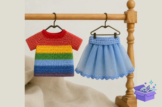 Rainbow Doll Clothes Crochet Desen - Makine Nakış Deseni (SVG, DXF, EPS, PNG)