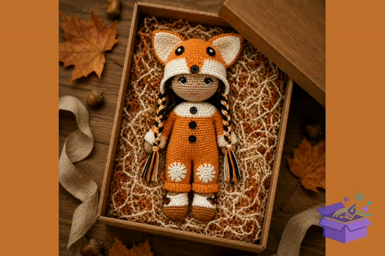 Fox Girl Crochet Doll Desen PDF - El İşi ve Kesim Dosyası (SVG, DXF, EPS, PNG)