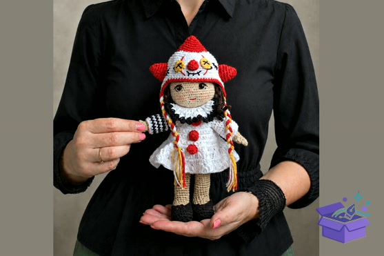 Festive Crochet Doll Desen PDF – 9" - El İşi ve Kesim Dosyası (SVG, DXF, EPS, PNG)