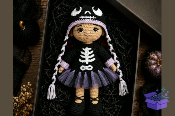 Skeleton Ballerina Crochet Desen - El İşi ve Kesim Dosyası (SVG, DXF, EPS, PNG)