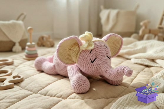 Sleepy Elephant Snuggler Crochet PDF - El İşi ve Kesim Dosyası (SVG, DXF, EPS, PNG) - Vektörel Tasarım ve İndirilebilir Çizim Dosyası