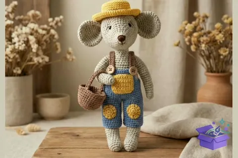 Küçük Bahçıvan Fare Amigurumi - Tığ İşi Örgü Kalıbı (PDF) - El İşi & Zanaat İndir (PDF)