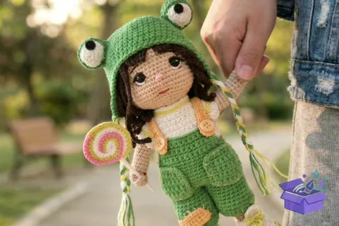 Frog Hat Doll Crochet Desen - El İşi ve Kesim Dosyası (SVG, DXF, EPS, PNG) - El İşi & Zanaat İndir (DXF, SVG, EPS)