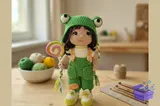 Frog Hat Doll Crochet Desen - El İşi ve Kesim Dosyası (SVG, DXF, EPS, PNG) - detaylı önizleme 2