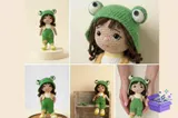 Frog Hat Doll Crochet Desen - El İşi ve Kesim Dosyası (SVG, DXF, EPS, PNG) - detaylı önizleme 4